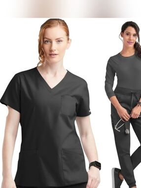 Uniform Advantage Butter Soft Scrub Set Top and Pants Size XXS Black NWT